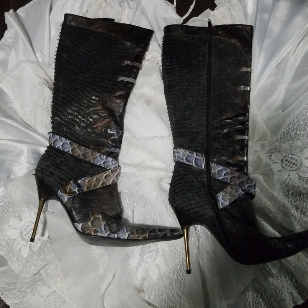 Genuine leather one-of-a-kind multi color boots